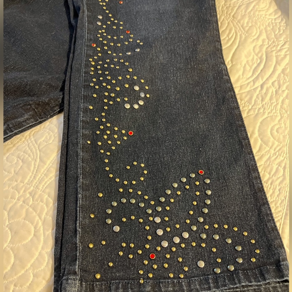 DG2 Embellished Studs & Rhinestones Bootcut Jeans Sz 22W Tall - Picture 4 of 9